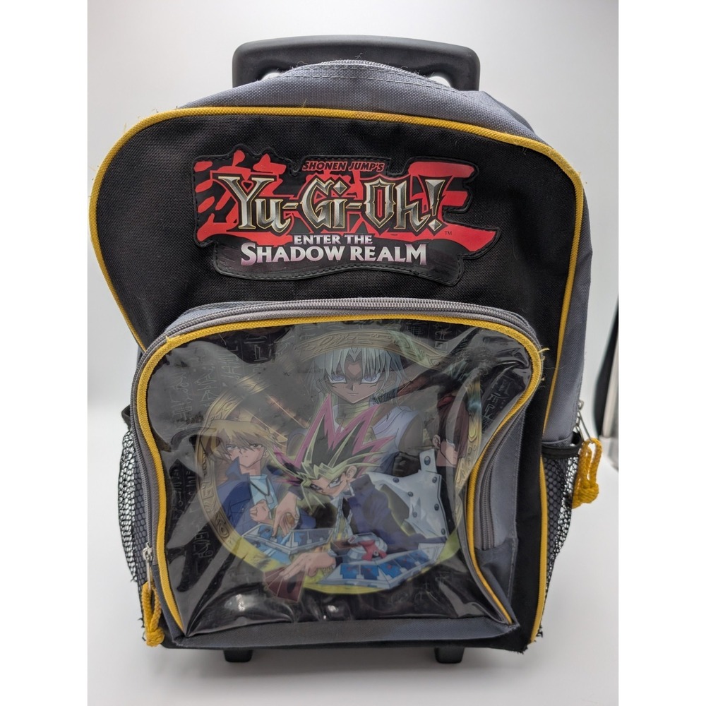Vintage Yu Gi Oh ENTER THE SHADOW REALM ROLLING BACKPACK BLACK YUGIOH BOOK BAG